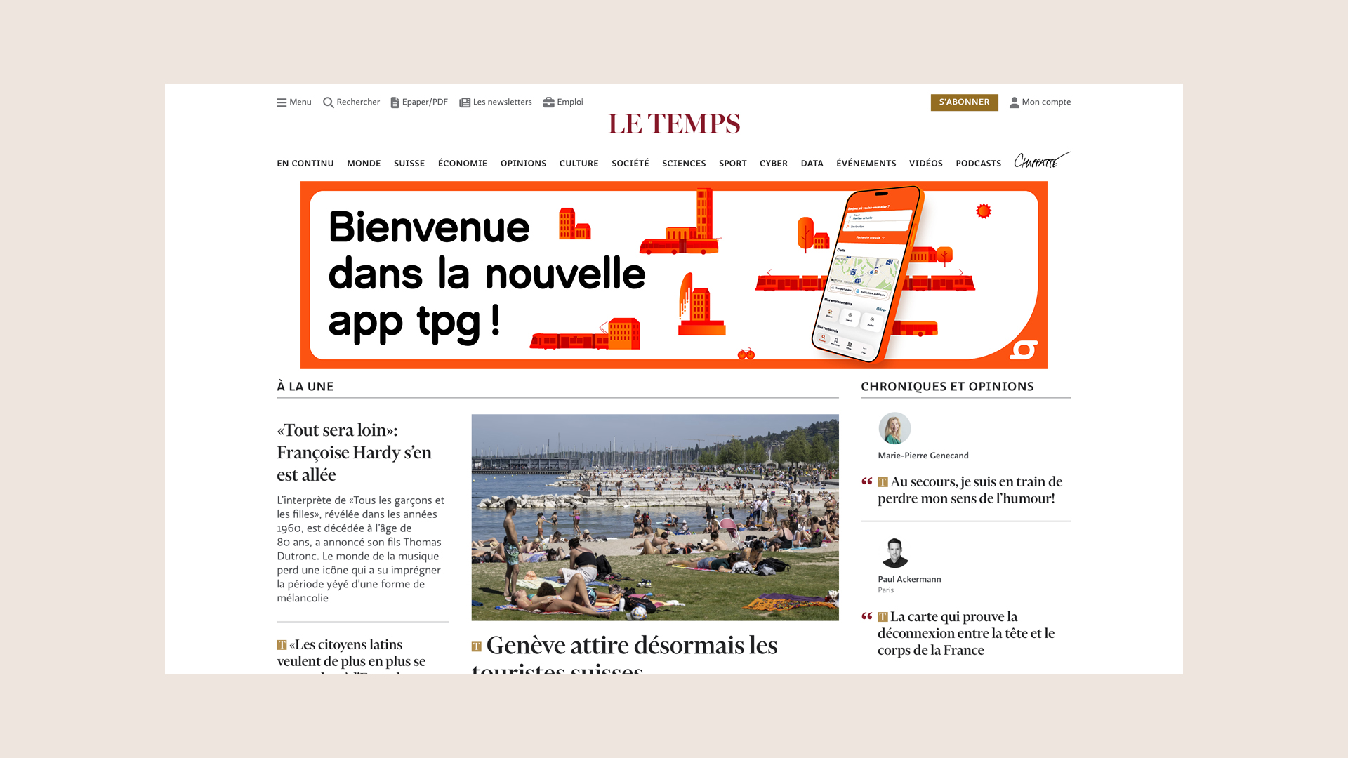tpg app – Programmatique – Le Temps